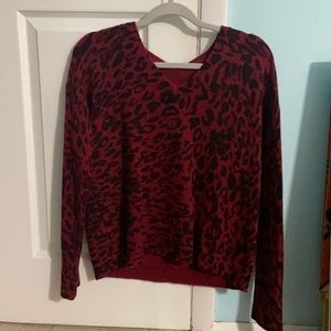 Revolve Red & Black Cheetah Print Sweater